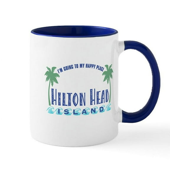 CafePress - Hilton Head Happy Place Mug - 11 oz Ceramic Mug - Novelty Coffee Tea Cup
