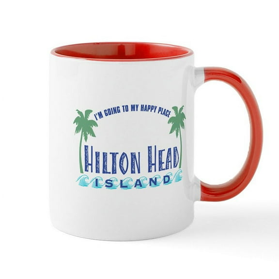 CafePress - Hilton Head Happy Place Mug - 11 oz Ceramic Mug - Novelty Coffee Tea Cup