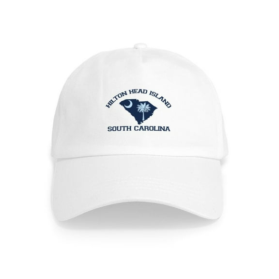CafePress - Hilton Head Island Map Design Cap - Adjustable 100% Brushed Unisex Casual Cotton Baseball Cap, Beige, 1