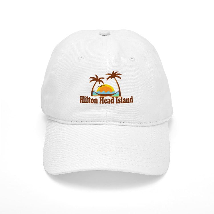 CafePress - Hilton Head Island SC Sun And Palm Trees Design - Printed  Adjustable Baseball Hat 