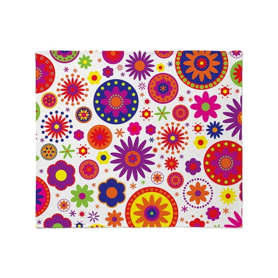 CafePress - Hippie Rainbow Flower Pattern Throw Blanket - Soft Fleece Throw Blanket, 50"x60" for All Ages