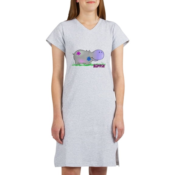 CafePress - Hippo Flowers Copy - Women's Nightshirt
