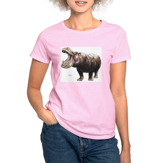 CafePress - Hippo Hippopotamus (Front) Women's Pink T Shirt - Women's Classic T-Shirt