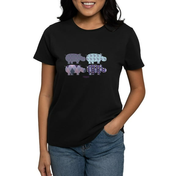 CafePress - Hippo Women's Dark T Shirt - Women's Traditional Fit Dark T-Shirt