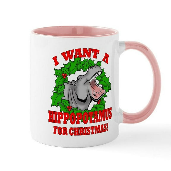 CafePress - Hippopotamus For Christmas Mug - 11 oz Ceramic Mug - Novelty Coffee Tea Cup