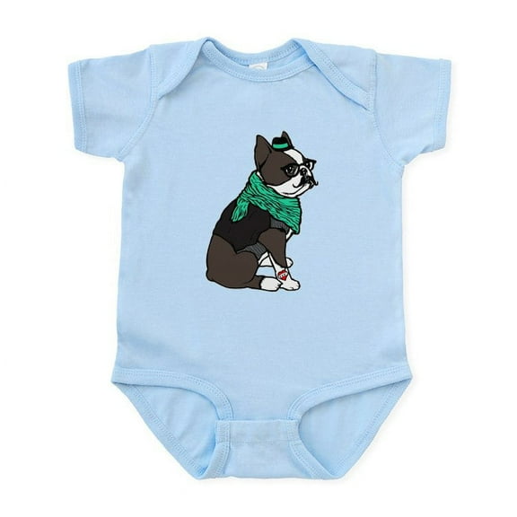 CafePress - Hipster Boston Terrier Baby Light Bodysuit - Baby Light Bodysuit, Size Newborn - 24 Months