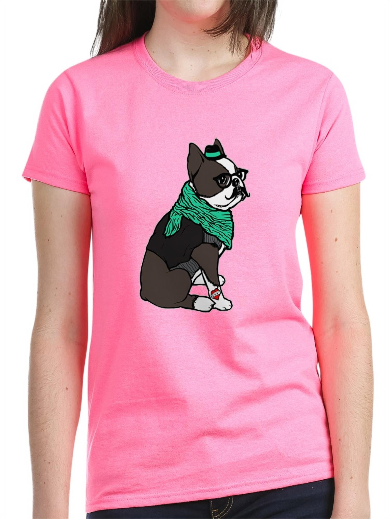 CafePress Hipster Boston Terrier Women's Dark TShirt
