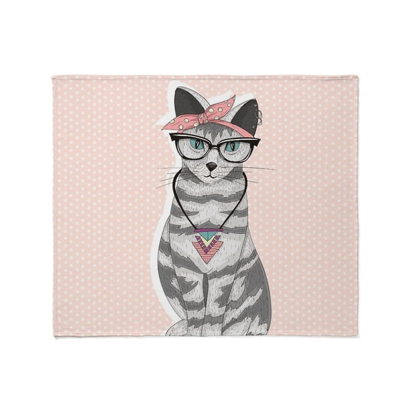 CafePress - Hipster Cat Throw Blanket - Soft Fleece Throw Blanket, 50"x60" for All Ages