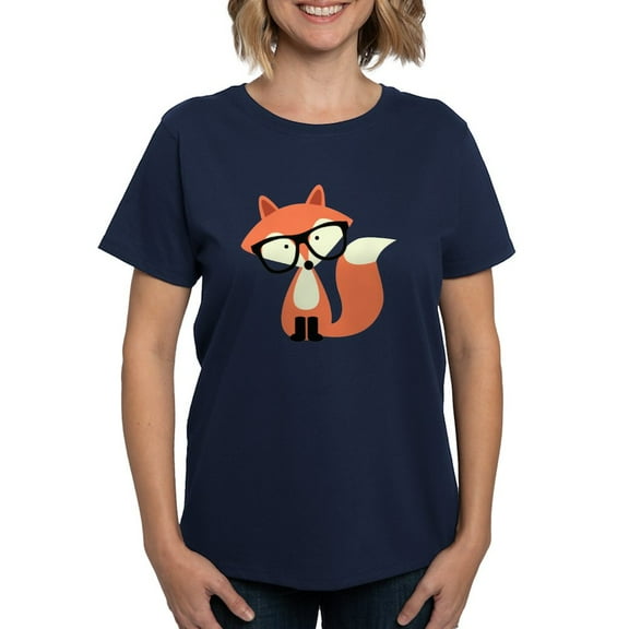 CafePress - Hipster Fox 2 T Shirt - Women's Traditional Fit Dark T-Shirt