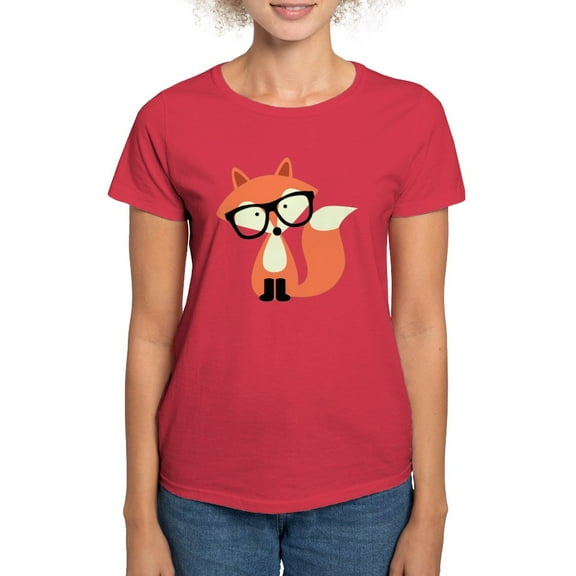 CafePress - Hipster Fox 2 T Shirt - Women's Traditional Fit Dark T-Shirt