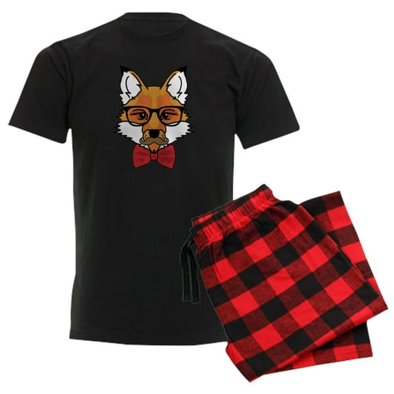 CafePress - Hipster Fox Men's Dark Pajamas - Men's Dark Loose Fit Cotton Pajama Set