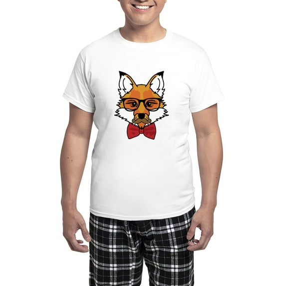 CafePress - Hipster Fox Men's Light Pajamas - Men's Light Loose Fit Cotton Pajama Set