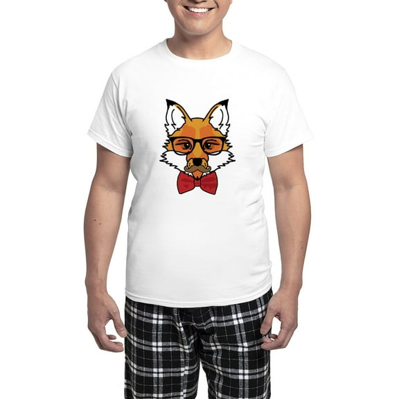 CafePress - Hipster Fox Men's Light Pajamas - Men's Light Loose Fit Cotton Pajama Set