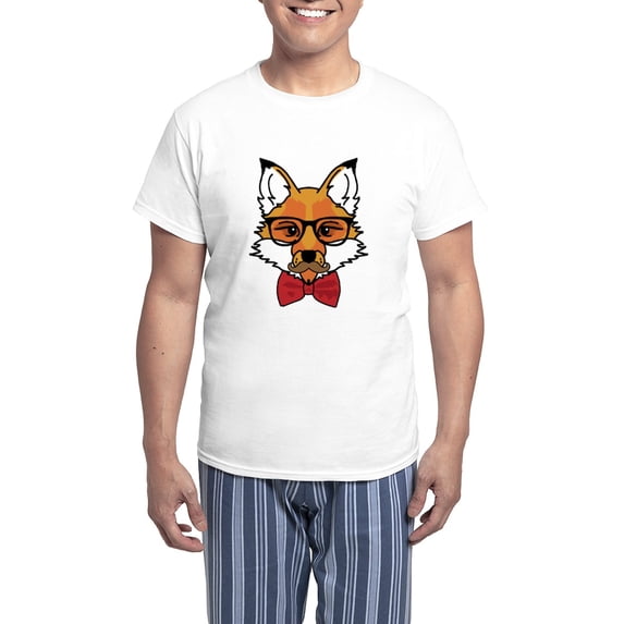 CafePress - Hipster Fox Men's Light Pajamas - Men's Light Loose Fit Cotton Pajama Set