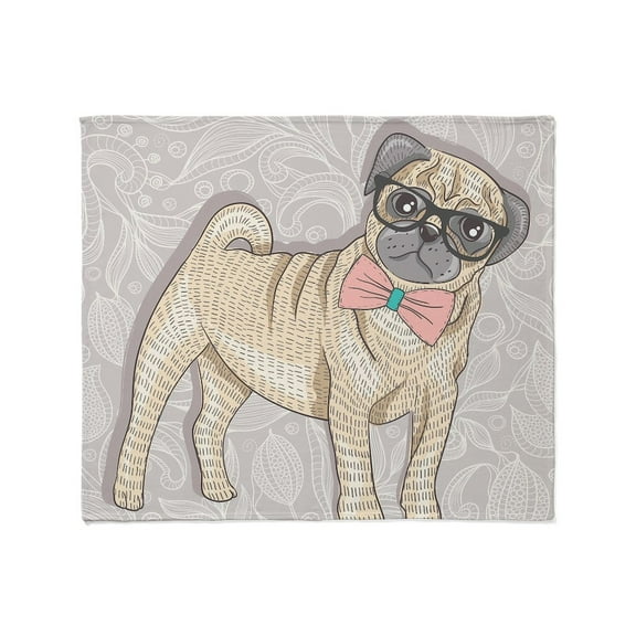 CafePress - Hipster Pug Throw Blanket - Soft Fleece Throw Blanket, 50"x60" for All Ages