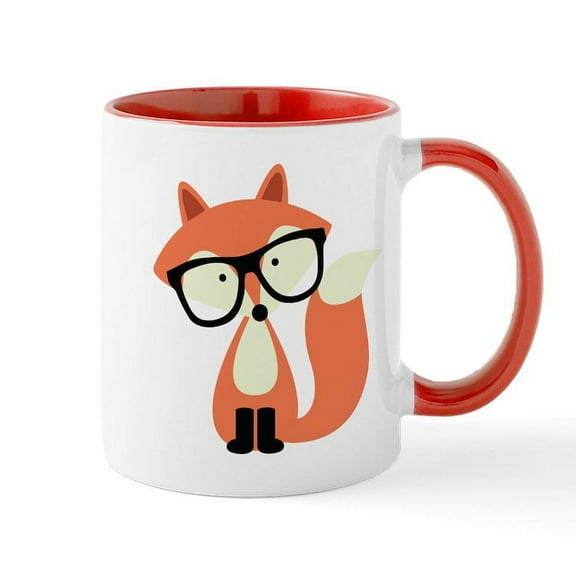 CafePress - Hipster Red Fox Mug - 11 oz Ceramic Mug - Novelty Coffee Tea Cup