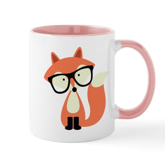 CafePress - Hipster Red Fox Mug - 11 oz Ceramic Mug - Novelty Coffee Tea Cup