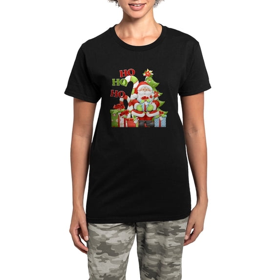 CafePress - Ho Ho Ho Copy Women's Dark Pajamas - Women's Short Sleeve Print T-Shirt and Pants Dark Cotton Pajama Set