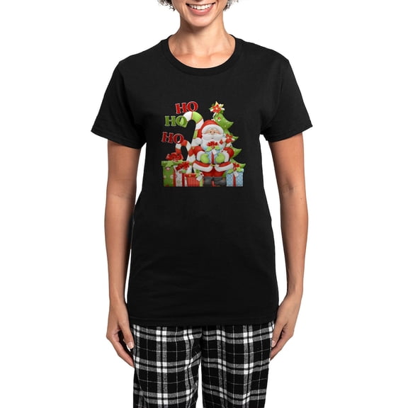 CafePress - Ho Ho Ho Copy Women's Dark Pajamas - Women's Short Sleeve Print T-Shirt and Pants Dark Cotton Pajama Set