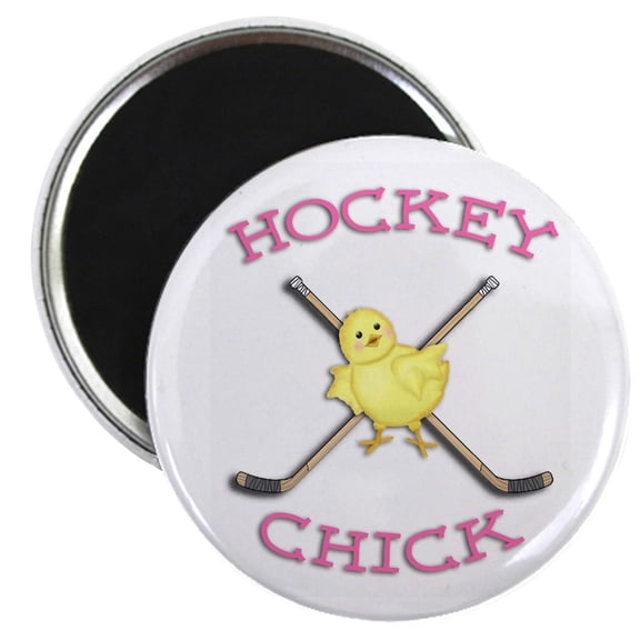 CafePress - Hockey Chick Magnet - 2.25" Round Magnet, Refrigerator Magnet, Button Magnet Style