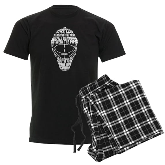 CafePress - Hockey Goalie Mask Text Men's Dark Pajamas - Men's Dark Loose Fit Cotton Pajama Set