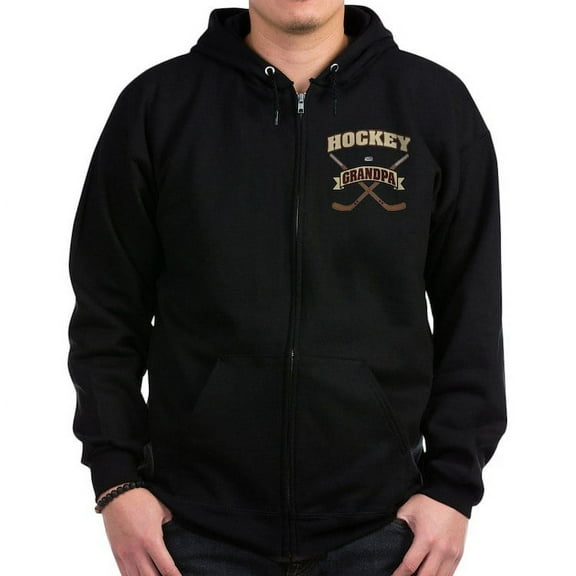 CafePress - Hockey Grandpa Zip Hoodie (Dark) - Zip Hoodie, Classic Hooded Sweatshirt with Metal Zipper