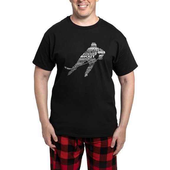 CafePress - Hockey Languages Typography Pajamas - Men's Dark Loose Fit Cotton Pajama Set