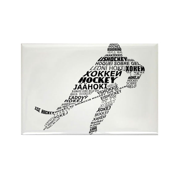 CafePress - Hockey Languages Typography - Rectangle Magnet, 2"x3" Refrigerator Magnet