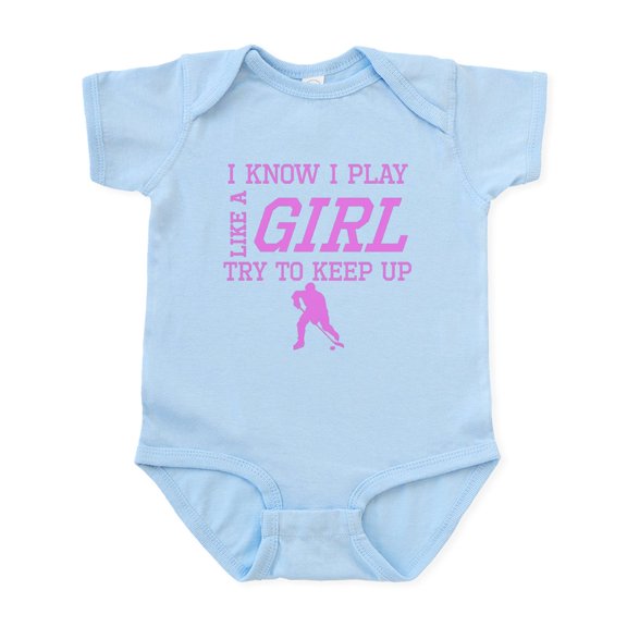 CafePress - Hockey Like A Girl Body Suit - Baby Light Bodysuit, Size Newborn - 24 Months