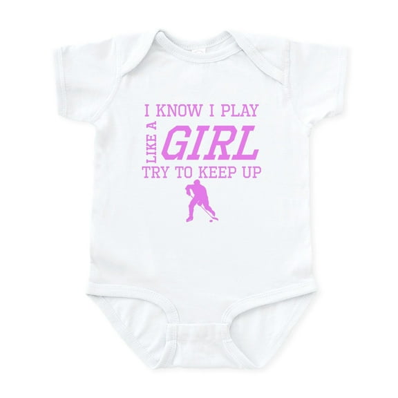 CafePress - Hockey Like A Girl Body Suit - Baby Light Bodysuit, Size Newborn - 24 Months