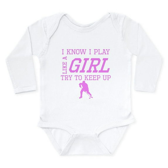 CafePress - Hockey Like A Girl Body Suit - Long Sleeve Cotton Baby Bodysuit
