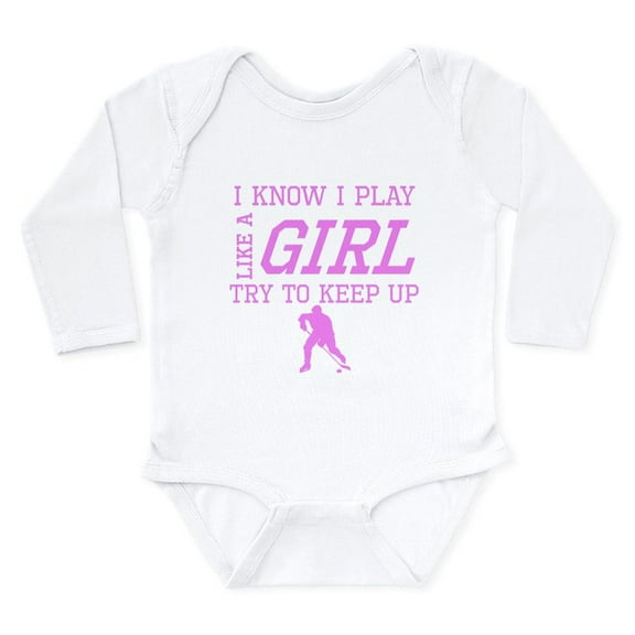 CafePress - Hockey Like A Girl Body Suit - Long Sleeve Cotton Baby Bodysuit