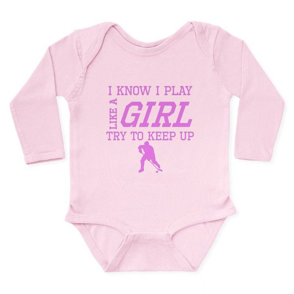 CafePress - Hockey Like A Girl Body Suit - Long Sleeve Cotton Baby Bodysuit
