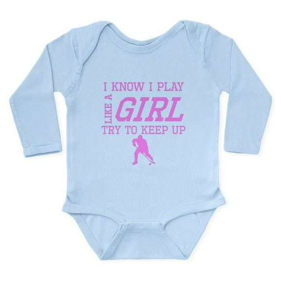 CafePress - Hockey Like A Girl Body Suit - Long Sleeve Cotton Baby Bodysuit