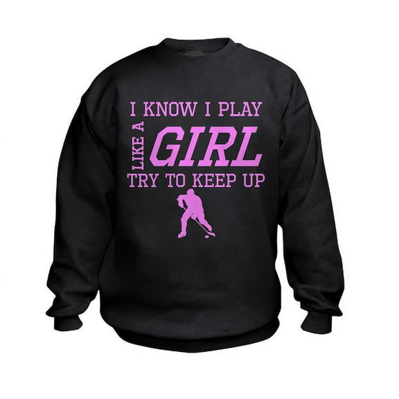 CafePress - Hockey Like A Girl Sweatshirt - Kids Sweatshirt, Youth Crew Neck Sweatshirt