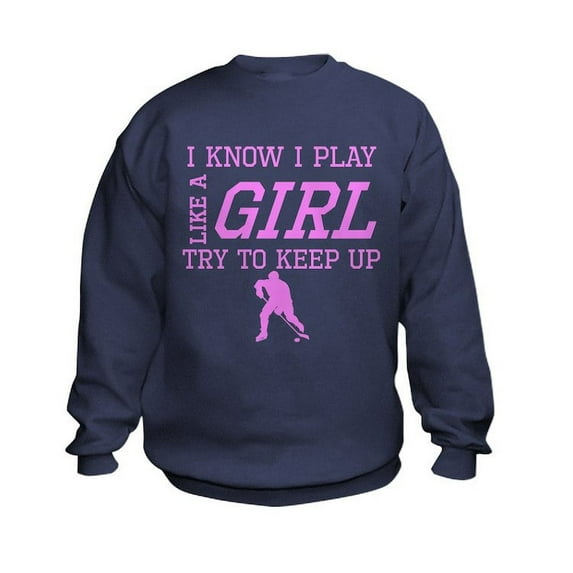 CafePress - Hockey Like A Girl Sweatshirt - Kids Sweatshirt, Youth Crew Neck Sweatshirt