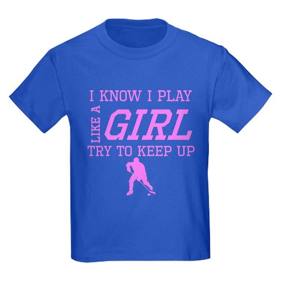 CafePress - Hockey Like A Girl T Shirt - Dark T-Shirt Kids XS-XL