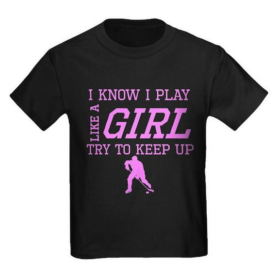 CafePress - Hockey Like A Girl T Shirt - Dark T-Shirt Kids XS-XL