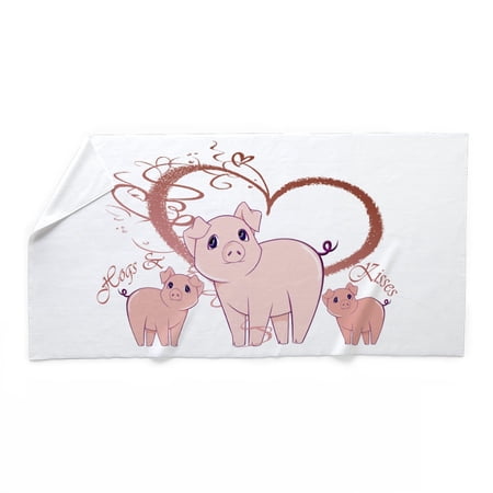 CafePress - Hogs And Kisses Cute Piggies Art - Large Beach Towel, Soft 30"x60" Towel with Unique Design