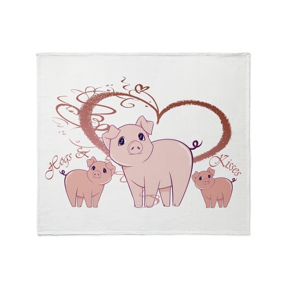 CafePress - Hogs And Kisses Cute Piggies Art Throw Blanket - Soft Fleece Throw Blanket, 50"x60" for All Ages