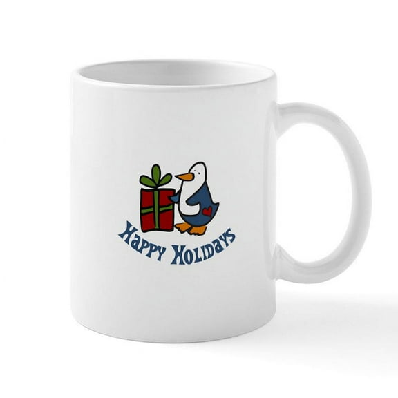 CafePress - Holiday Penguin Mugs - 11 oz Ceramic Mug - Novelty Coffee Tea Cup
