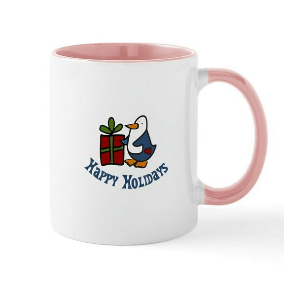 CafePress - Holiday Penguin Mugs - 11 oz Ceramic Mug - Novelty Coffee Tea Cup