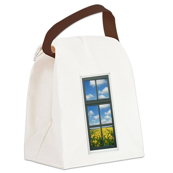 CafePress - Holland Spring Tulips Faux Window View Canvas Lunc - Canvas Lunch Bag with Strap Handle