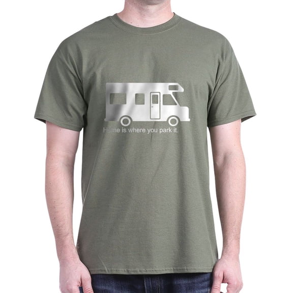 CafePress - Home Is Where You Park It. Dark T Shirt - Men's Classic Graphic Cotton T-Shirt