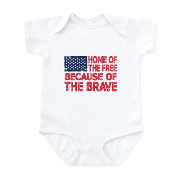 CafePress - Home Of The Free Because Of The Brave USA Flag Bod - Baby Light Bodysuit, Size Newborn - 24 Months