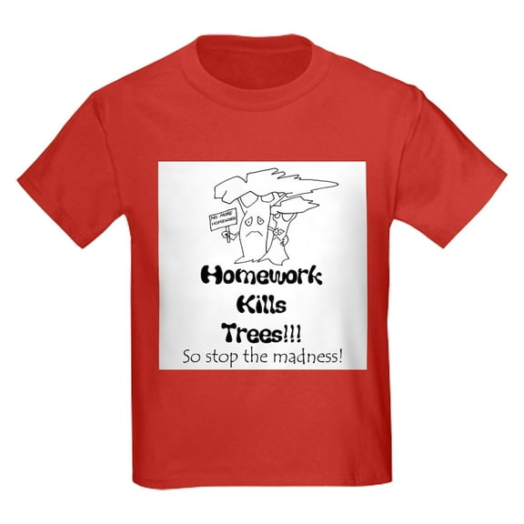 CafePress - Homework Kills Trees T Shirt - Dark T-Shirt Kids XS-XL
