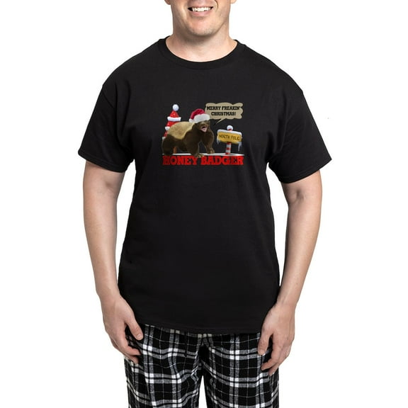 CafePress - Honey Badger Merry Freakin' Christmas Men's Dark P - Men's Dark Loose Fit Cotton Pajama Set