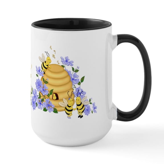CafePress - Honey Bee Dance Large Mug - 15 oz Ceramic Large White Novelty Mug