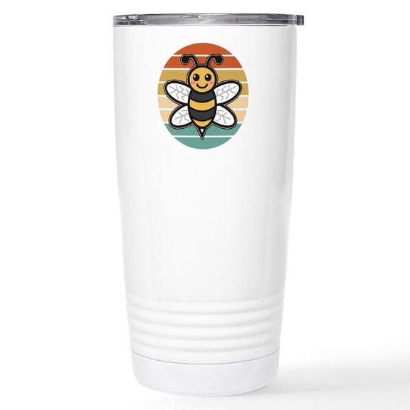 CafePress - Honey Bee Retro Sunset Mugs - Insulated Stainless Steel Travel Tumbler 20 oz.