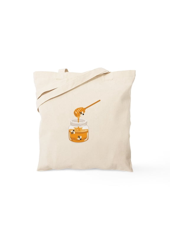 - Honey Bees Jar Tote Bag - Unisex Canvas Tote Bag, Beige, 1-Piece